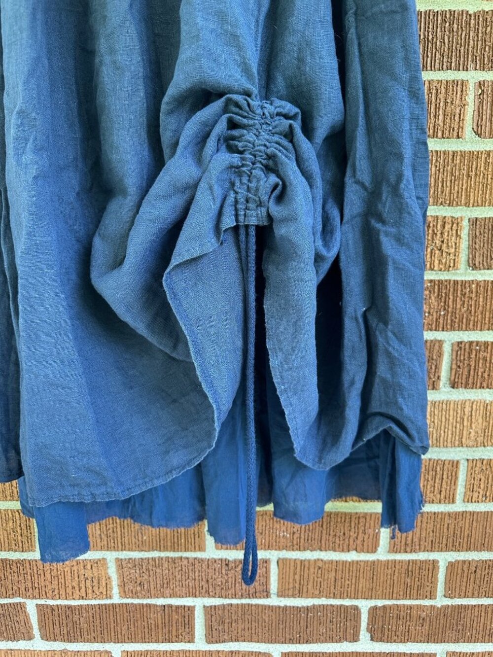 Made in Italy Navy Blue Linen Blend Double Layer Lagenlook Midi Skirt L XL - Picture 4 of 12